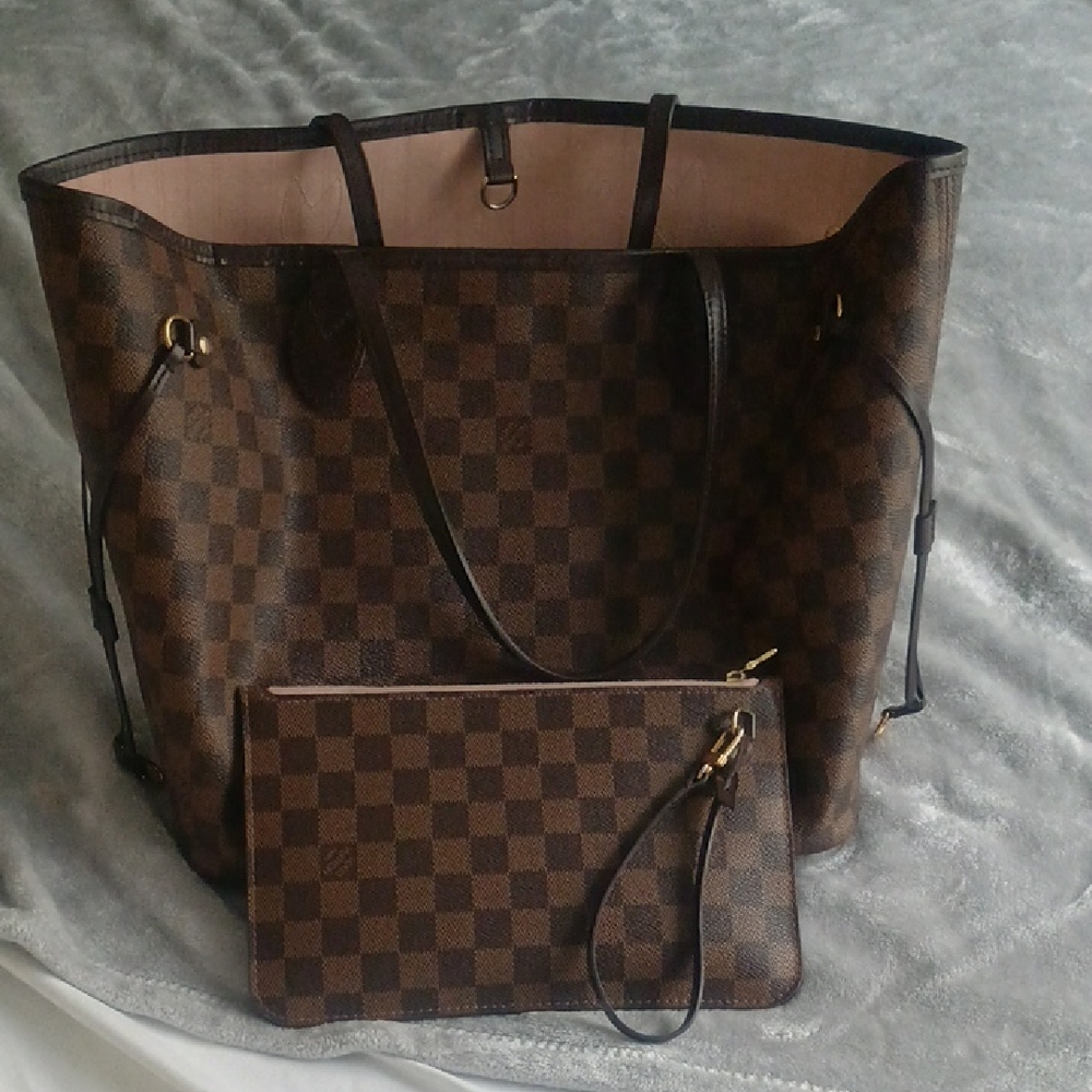 Louis Vuitton Neverfull GM Damier Canvas Tote and Mini Bag